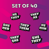 Pronoun Pin Badge Set of 40