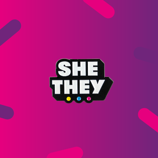 She/They Pronoun Pin Badge
